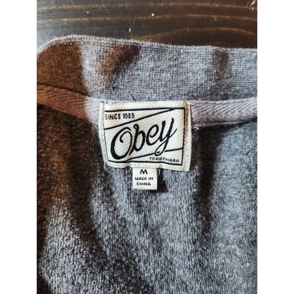 OBEY SWEATER PEACE & JUSTICE TRIBLEND HEATHER GREY SIZE MED - Picture 4 of 6